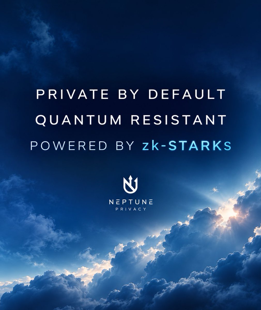 NeptunePrivacy's tweet photo. Neptune Privacy isn’t built on zk-SNARKs.

It’s built on zk-STARKs.

Why does that matter?

• No trusted setup.
• Post-quantum security based on hash functions, not elliptic curve cryptography.
• Transparent cryptography with no hidden assumptions.

Privacy shouldn’t depend on trusting someone else.

Combined with Mutator Sets, zk-STARKs make Neptune Privacy private by default and quantum resistant, eliminating metadata leakage at the protocol level.

That’s the foundation of @NeptunePrivacy.

$XNT.