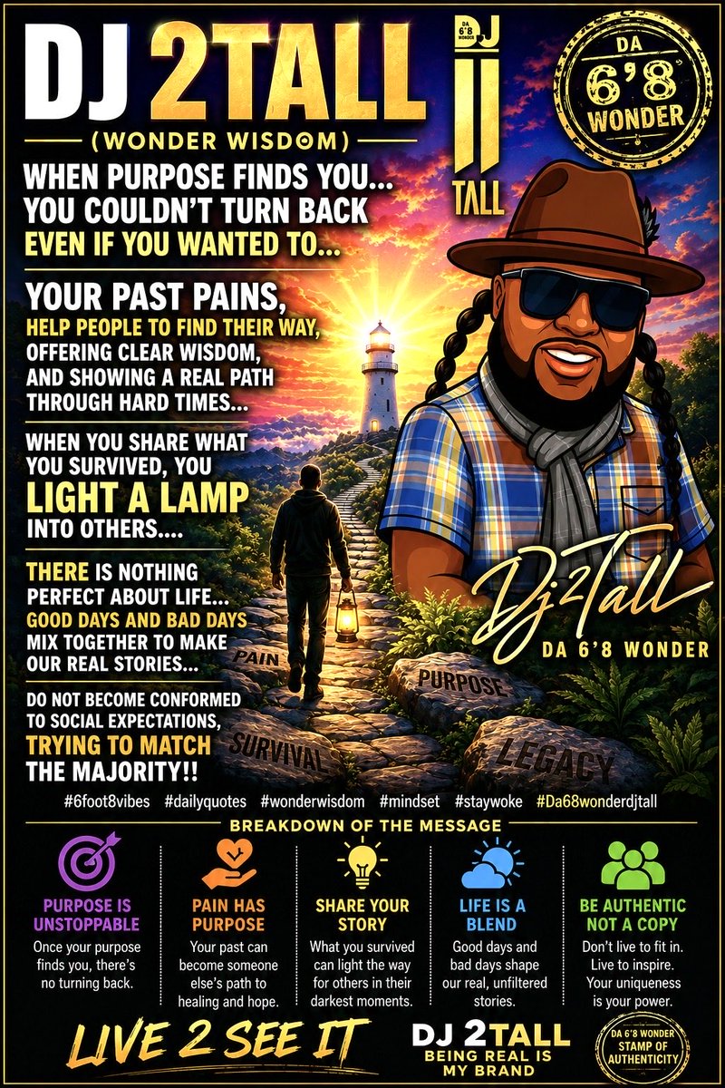 68WonderDJ2Tall's tweet photo. I write ✍️ MY WONDER WISDOMS from my heart and Soul
AI JUST PRINT YA DIGG
#Djlife #6foot8vibes #dailyquotes #wonderwisdom #mindset #staywoke #Da68wonderdjtall https://t.co/WBPUJYvIhn
