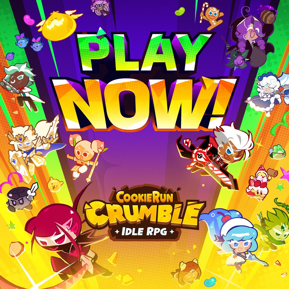 CRCrumbleEN's tweet photo. IT'S FINALLY HERE!
What, you ask? CookieRun: Crumble! 🎊

It's never been easier to build a team and enjoy sweet, crumbly action!
Start your Crumble adventure today with a Squad of cute, powerful Cookies.
Just log in and watch the rewards roll in!

PLAY NOW!
https://t.co/yBYvHc3UxW

#CookieRun #CookieRunCrumble #IdleRPG