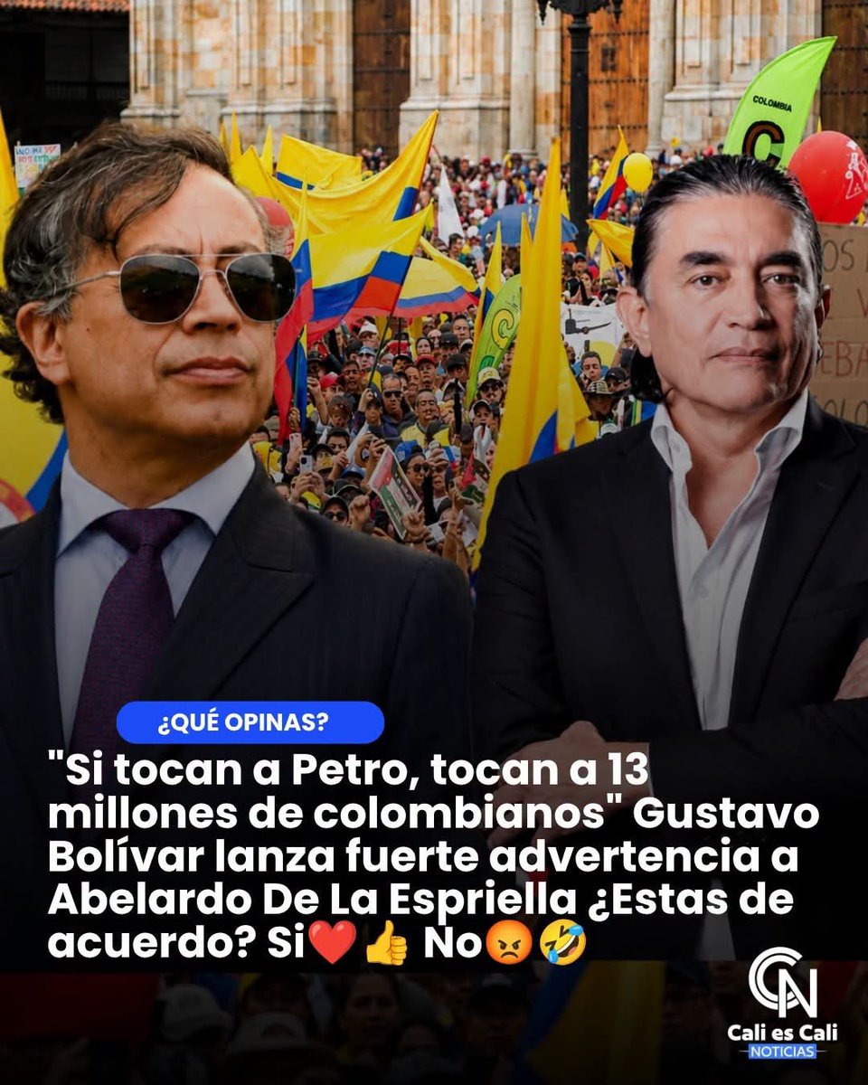 KLea79107265's tweet photo. “SI TOCAN A PETRO, TOCAN A 13 MILLONES 
 La ADVERTENCIA d @GustavoBolivar al PRESIDENTE ELECTO @ABDELAESPRIELLA
El exsenador lanzó una frase q encendió el debate político: “Si tocan a Petro, tocan a 13 millones”
Oigan a este 🥚🥚n Yo antes lo entrego. 
@DeputySecState 👁 . https://t.co/WufKpyDw7w