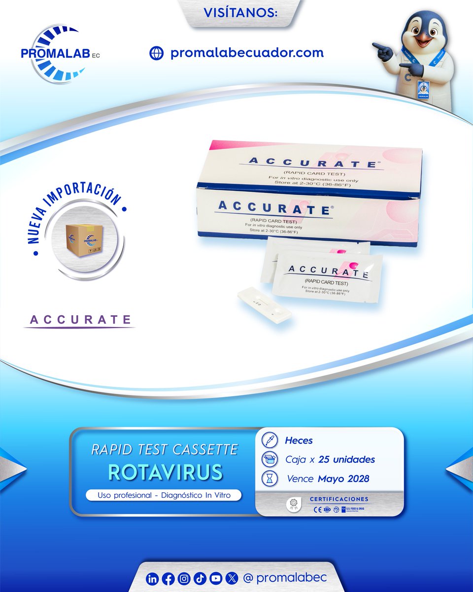 promalab_ec's tweet photo. 📦 ¡𝗡𝗨𝗘𝗩𝗔 𝗜𝗠𝗣𝗢𝗥𝗧𝗔𝗖𝗜Ó𝗡! 💫 Ya llegaron nuestras Pruebas Rápidas de diagnóstico in vitro para uso profesional en la marca #Accurate
-
𝗜𝗻𝗳𝗼 𝘆 𝗩𝗲𝗻𝘁𝗮𝘀: https://t.co/ghktYitKWn
𝗪𝗵𝗮𝘁𝘀𝗔𝗽𝗽: 096 282 0166
#Quito
-
#laboratorioclinico #diagnosticoinvitro https://t.co/IpjV1ByI6q