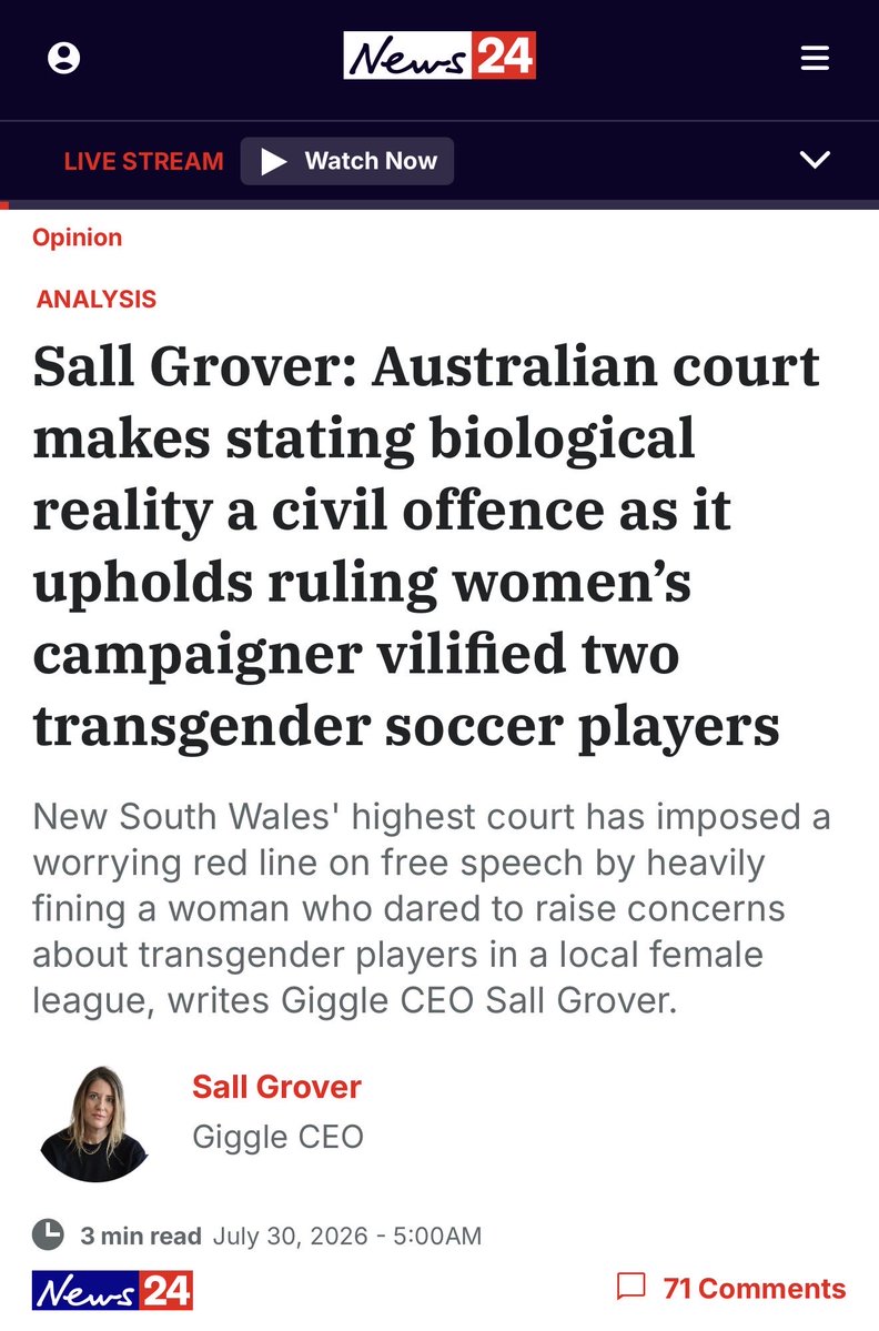 salltweets's tweet photo. “Men who identify as women may not enjoy being reminded they are not women. They may not like hearing that women don’t want them in our sports, spaces or services. Tough. Their personal sensitivity cannot become the legal standard for the entire country.”

Latest op-ed link 👇 https://t.co/miA2tq7jJK