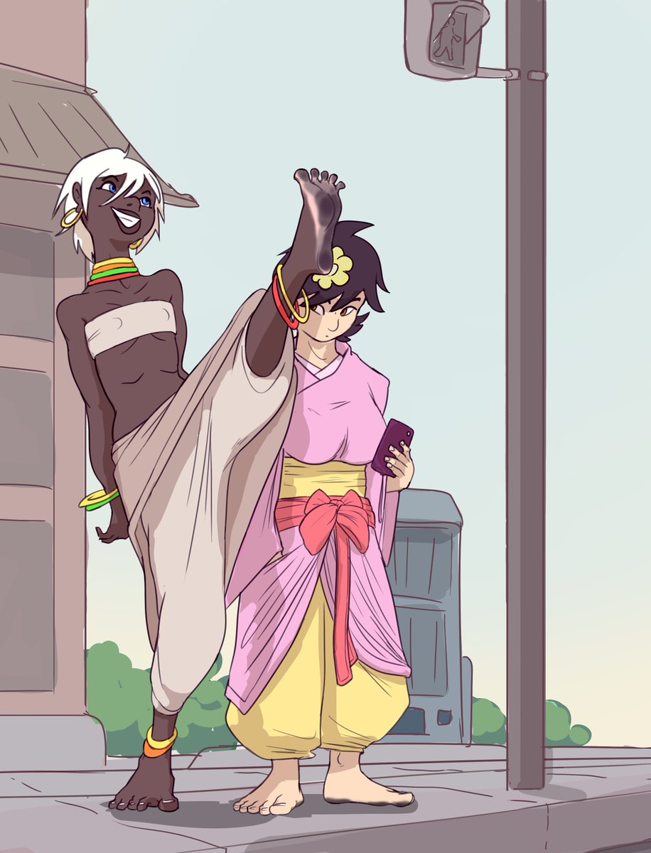 NekoZumia's tweet photo. Elena and Makoto met a few months ago at the gym and have since discovered a shared passion. Elena was absolutely thrilled to walk barefoot with her new friend through the streets of Tokyo. Today, the Barefoot Sisters were born! https://t.co/IYcbi3vksh