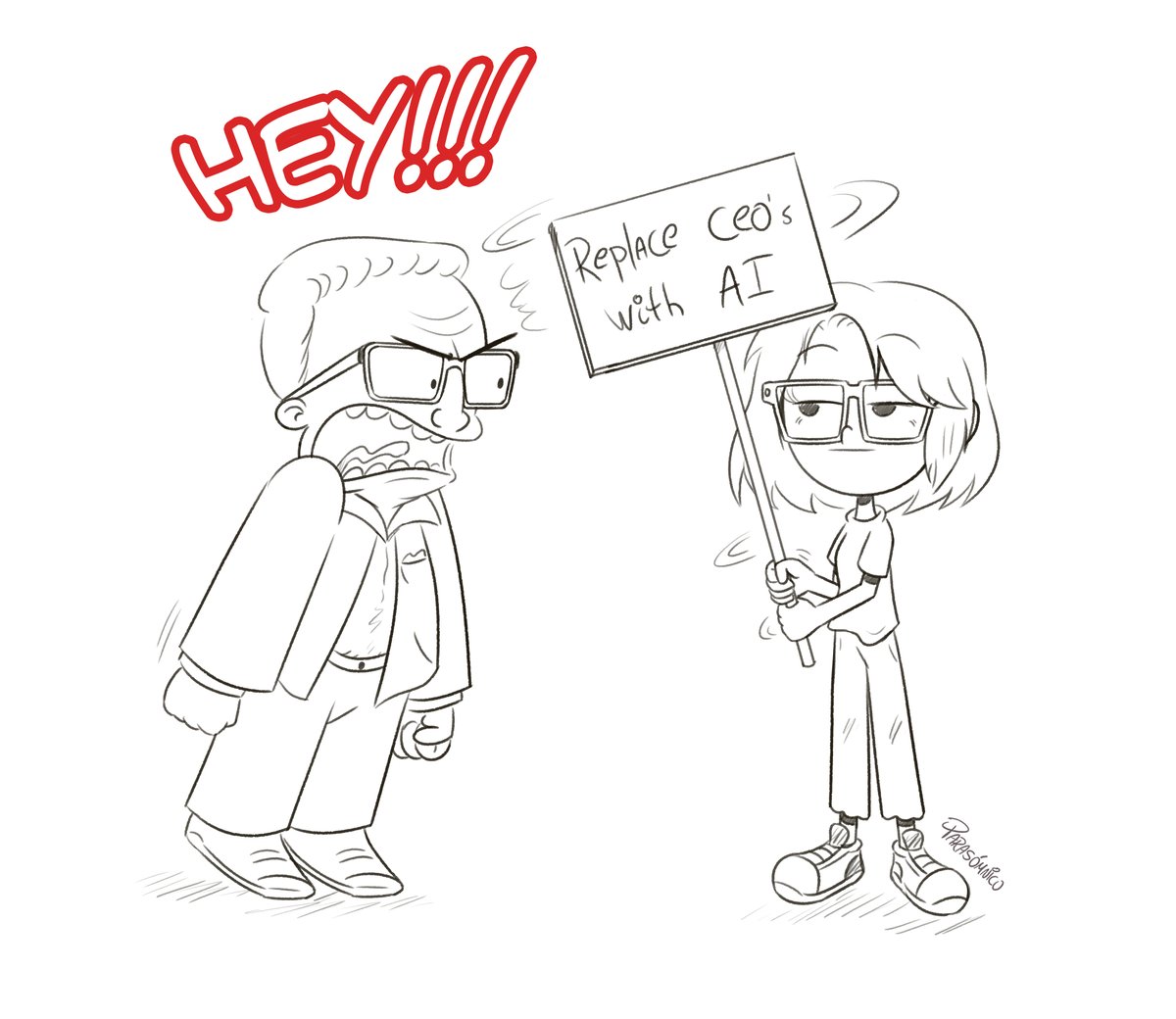 Parasomnico12's tweet photo. I drew this short comic 2 years ago. The punchline is still relevant.

🤖🚫

#StandWithAnimation #noAI https://t.co/RgrKc7Eqjq
