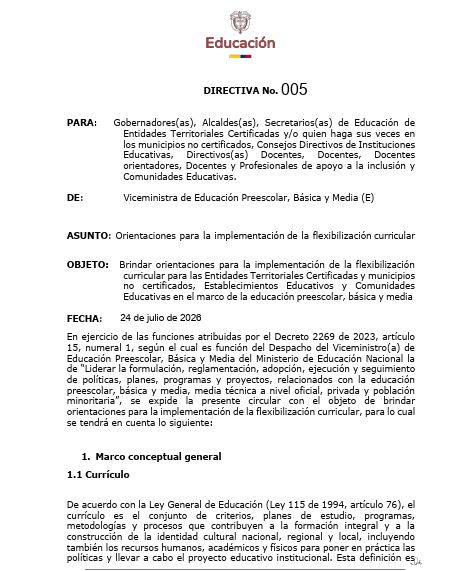 Mineducacion's tweet photo. Cada estudiante aprende de una manera distinta y cada persona cuidadora merece oportunidades para seguir estudiando. Por eso, con la Directiva 005 de 2026 impulsamos una educación más flexible, que reconoce los ritmos y realidades de cada estudiante; y con la Circular 040 de 2026 fortalecemos el acceso y permanencia educativa de quienes cuidan a personas con discapacidad.  #ConDignidadCumplimos porque educar es acompañar, comprender y no dejar a nadie atrás.

Más info: https://t.co/MDAKhG18mc