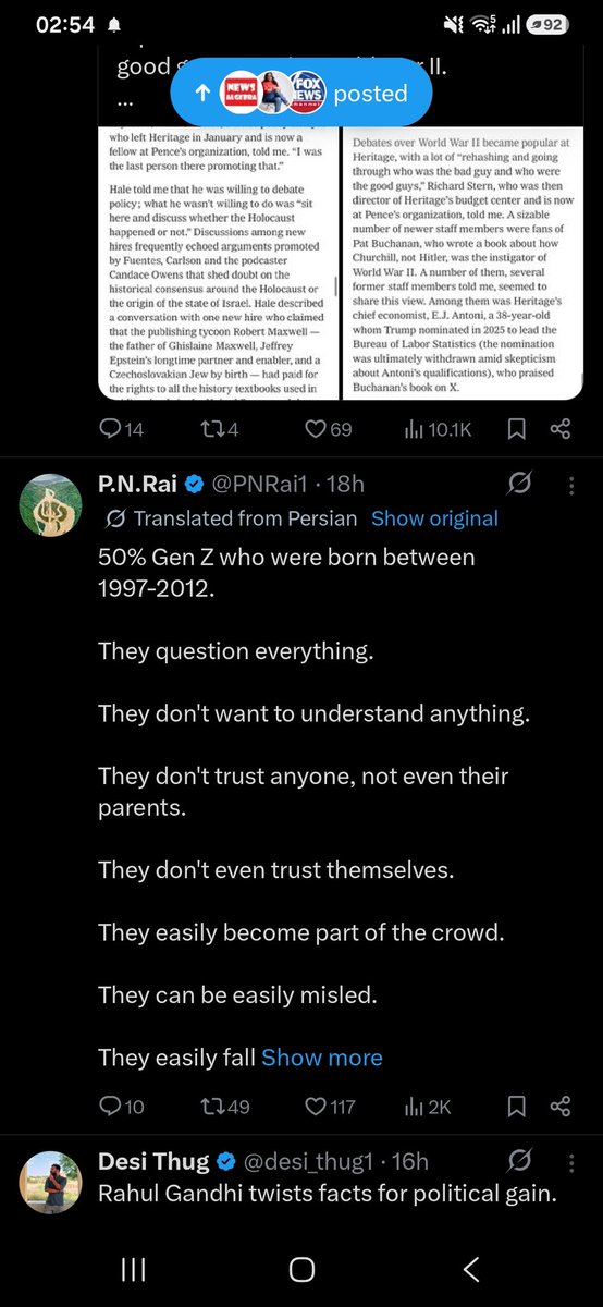 Leena_Gaur's tweet photo. A post in English says translated from  Persian.  When you open the original it shows post in Hindi.

@Support 

@X 
@XCorpIndia https://t.co/cZINU9gSQ4