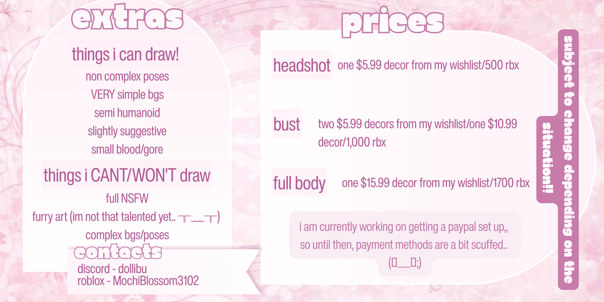 cheeziitq's tweet photo. CHII'S COMMISSION SHEET || first time doing comms..!!! wish me luck i suck at ts 😭😭😭😭 https://t.co/cxAr4pUG31