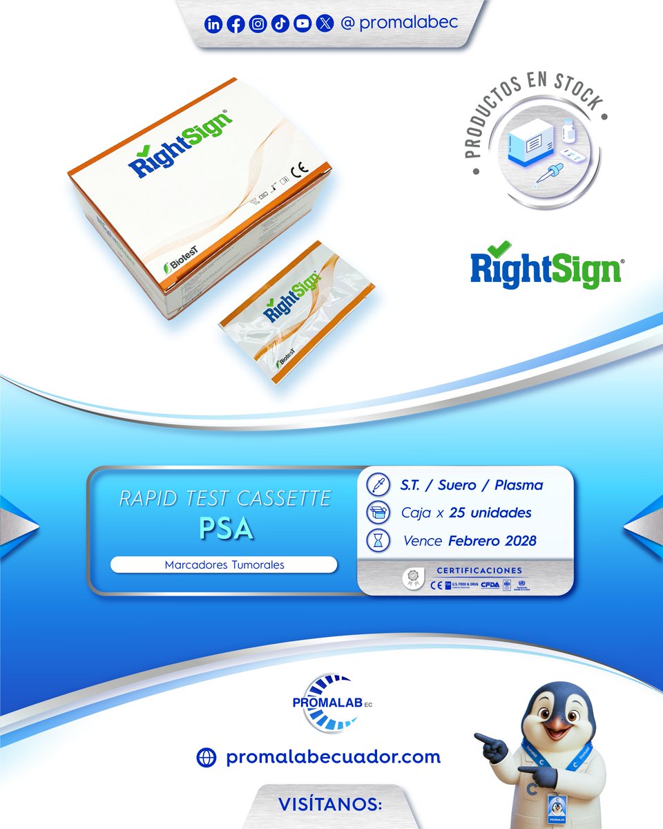 promalab_ec's tweet photo. ✅ 𝗣𝗿𝗼𝗱𝘂𝗰𝘁𝗼 𝗲𝗻 𝗦𝘁𝗼𝗰𝗸 🧪 Pruebas rápidas de diagnóstico in vitro para uso profesional en la marca #RightSign
-
𝗜𝗻𝗳𝗼 𝘆 𝗩𝗲𝗻𝘁𝗮𝘀: https://t.co/ghktYitKWn
𝗪𝗵𝗮𝘁𝘀𝗔𝗽𝗽: 096 282 0166
#Quito
-
#laboratorioclinico #diagnosticoinvitro #rapidtest #reactivos https://t.co/W3XukBTwd7