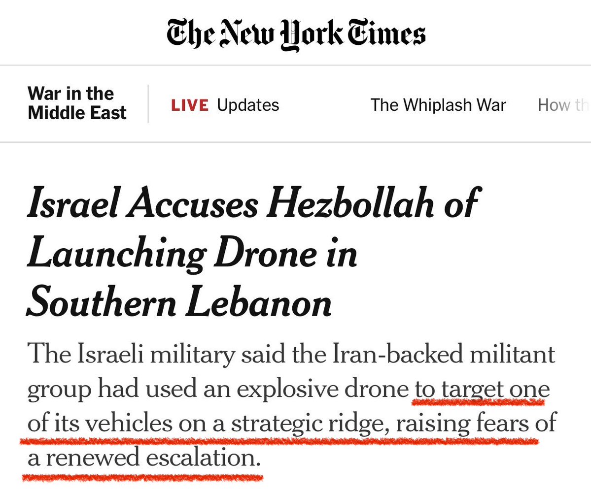 AssalRad's tweet photo. Israel is OCCUPYING Lebanon, not the other way around.

Does continued occupation and destruction of southern Lebanon risk “renewed escalation” @nytimes? https://t.co/BGDWZMQ5ec