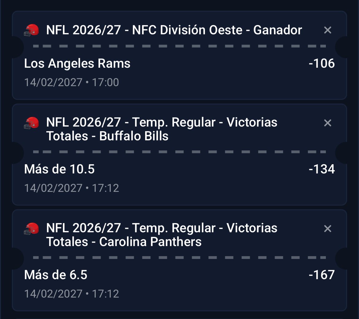 NFL_sts's tweet photo. Me estaban preguntando por mis apuestas futuras favoritas, acá les dejo tres.
Rams a ganar su división -106, ya les dí argumentos de sobra.
Buffalo over de 10.5 wins, con Allen y Moore dame esta futura todos los días.
Panthers over 6.5 wins, los Panthers no tienen un calendario fácil, pero confiamos en que sean superiores a su división y llegan a dar una o dos sorpresas, si se mantiene la estructura del cierre de temporada pasada esto es un must.

Acá te dejo mi enlace si no sabes dónde meterlas y ánimo, si veo apoyo probablemente les deje algunas más con análisis. Aprovecha los momios ahora.  🏈🤌🏻

https://t.co/nSyRl6bVEA