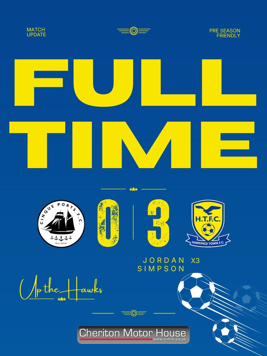 HawkingeTownFC's tweet photo. Pre-season continues. 💪

A solid evening on the road as we secured a 3-0 victory over Cinque Ports. 💪

⚽⚽⚽Hat-trick hero Jordan Simpson.

💙💛 #UpTheHawks 🦅 https://t.co/cogIa9lGsh