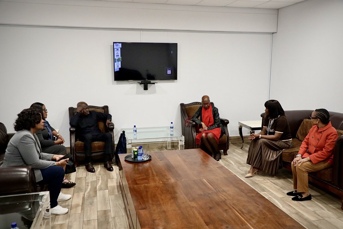 MOJLRNAM's tweet photo. Deputy Minister of Justice and Labour Relations, Hon. Theresia Brandt, this evening received @ilo Director-General @GilbertFHoungbo ahead Ministerial engagement of the 6th Ordinary Session of the AU #STCSDLE6 in Windhoek. https://t.co/AAR4AHNTCY