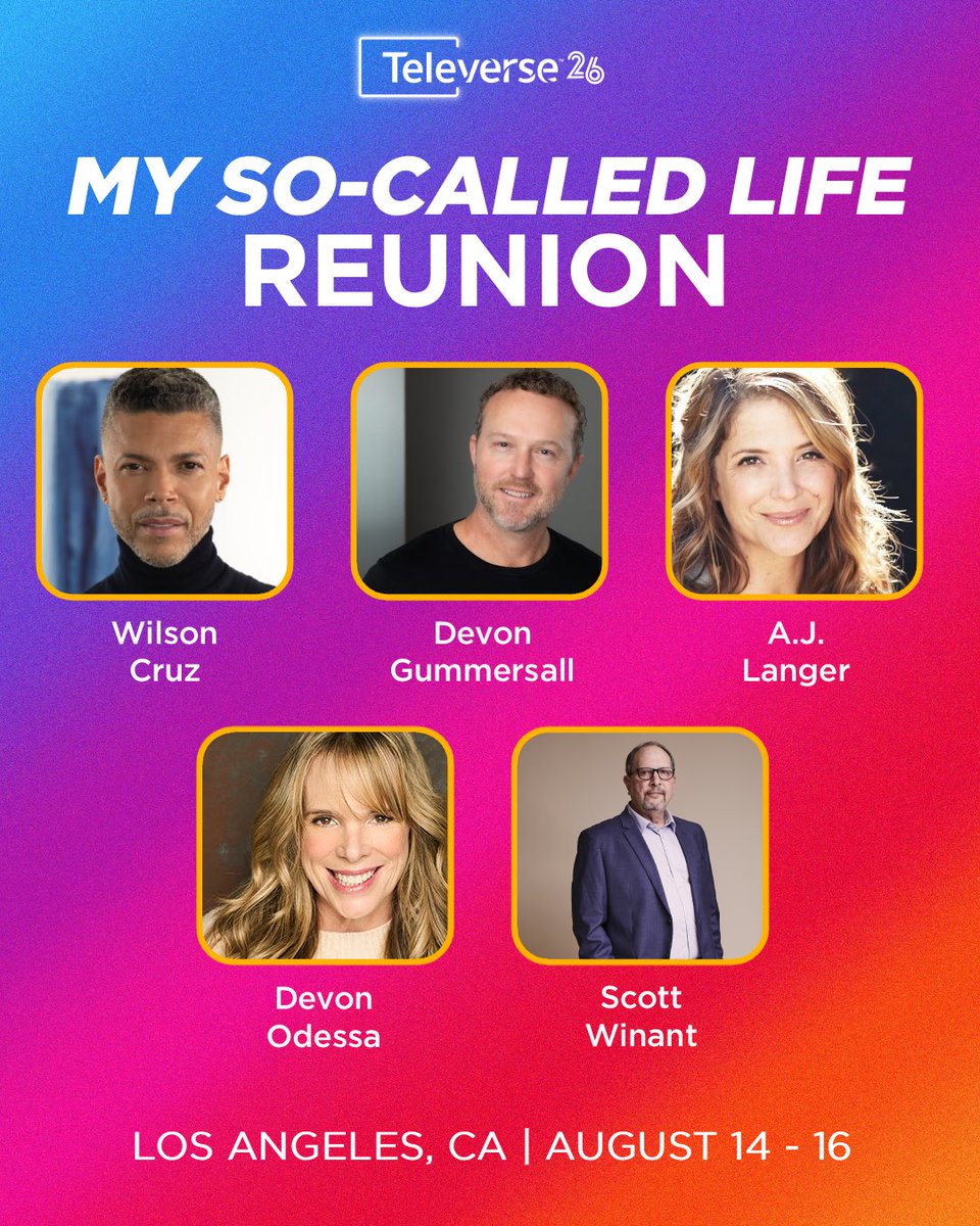 TeleverseFest's tweet photo. PANEL UPDATE! 📣 Don't miss out on some of the cast and creatives behind My So-Called Life when they reunite at Televerse 26 this August.

🎟️ Get your 3-day and single-day passes at https://t.co/eCQwp02xXI https://t.co/oxYG7fx0z0