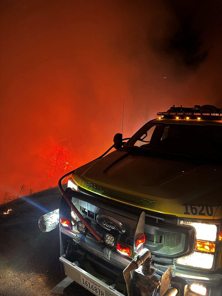 HBFD_PIO's tweet photo. HBFD's Cal OES Type 6 Engine 1620 continues supporting the Brewer Fire in Crook County, OR. Assigned to the night shift, our crew is strengthening containment lines, patrolling for hot spots, and protecting threatened communities. Proud of their dedication. #HBFD #CalOES https://t.co/WrYGY2LNq2