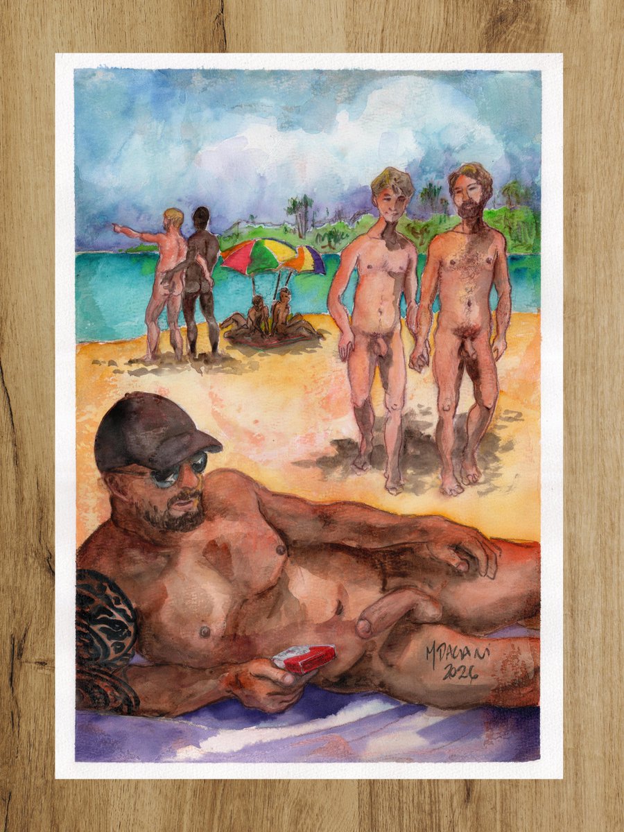 murilo_pagani's tweet photo. .
"1982, the last summer of free love3", series, 2026
"1982, o último verão do amor livre 3", série, 2026
.
Watercolor and colored pencil on textured paper
(15 x10,5in / 39x27cm)
. 
USD$600
. 
More information by DM
.
#watercolor #drawing #painting #ilustration #gayart https://t.co/OOkQ7V0Cnl