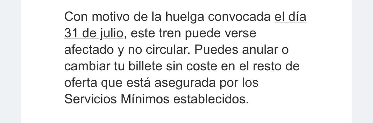 evamariahg's tweet photo. @Renfe @DiegoReyMurcia2 Tras intentar cambiar el billete, me sale que debo pagar, cuando en el correo indicáis explícitamente que el cambio no conllevará ningún gasto. https://t.co/M3zJymRJJT