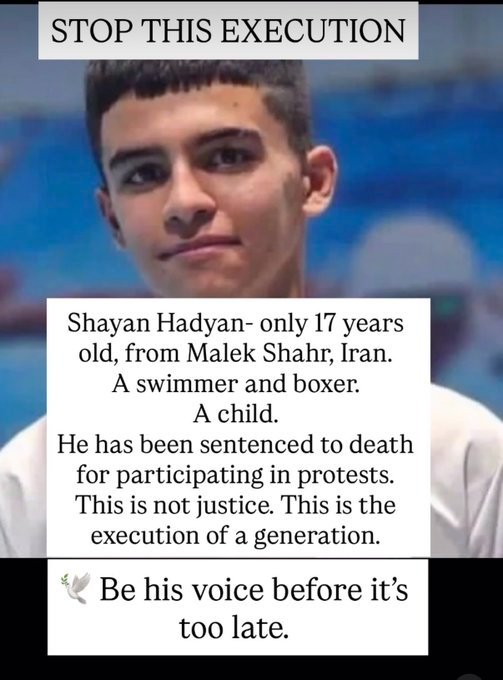 Azita002's tweet photo. A minor in an intelligence ward is a human rights alarm. Shayan Hadian must be protected 
immediately. 
#Shayan_Hadian #StopExecutionsInIran https://t.co/96WPBZ78NE