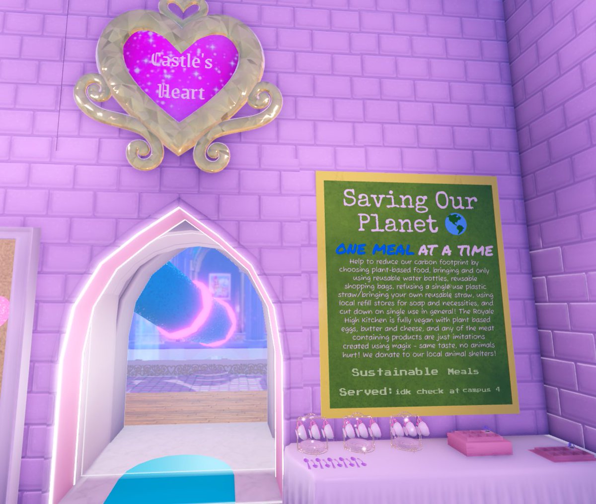 Fimacy221's tweet photo. Everfriend vs Tidalglow view to Castle's Heart in my Campus 3 Cafeteria player realm! #royalehigh https://t.co/tPFox4Ok5V