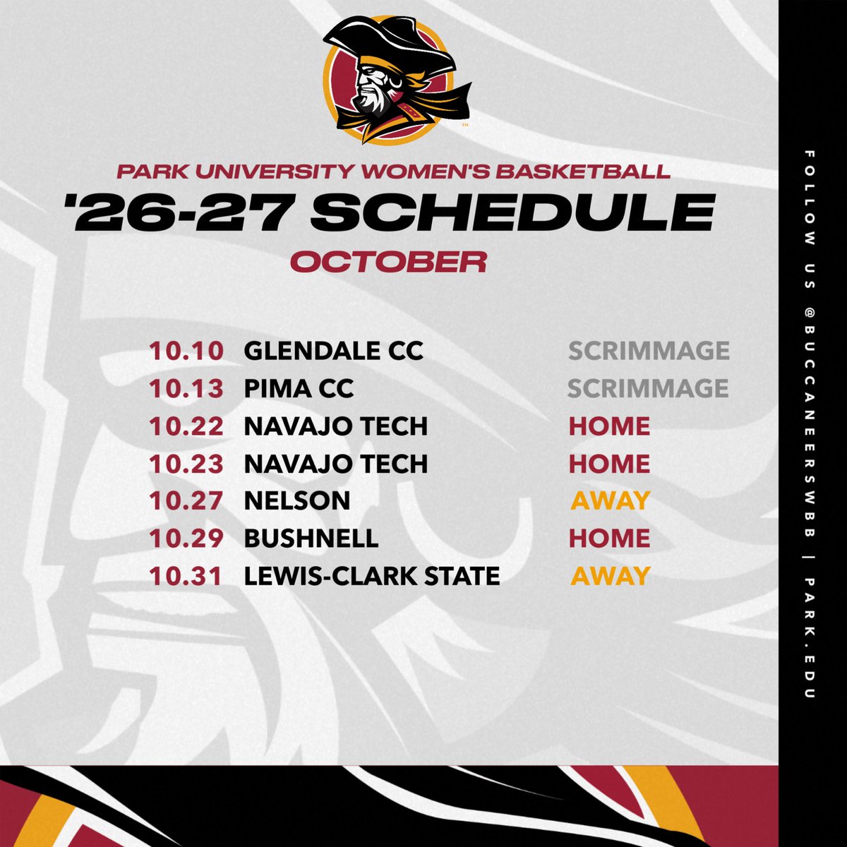 buccaneerswbb's tweet photo. 🏴‍☠️🌊 Our 2026-27 Season Schedule 🌊🏴‍☠️ https://t.co/PXcUWdLXKt