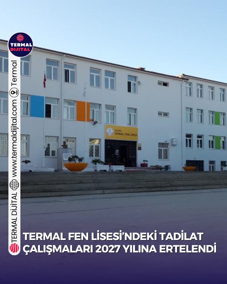 termaldijital's tweet photo. Termal Fen Lisesi’ndeki tadilat 2027 yılına ertelendi

Yalova İl Milli Eğitim Müdürlüğü, okulda yapılması planlanan mekanik tadilat çalışmalarını 2027 yılına erteledi.

Detaylar: https://t.co/AFI8VuiBFv https://t.co/aWQeLPqXzb