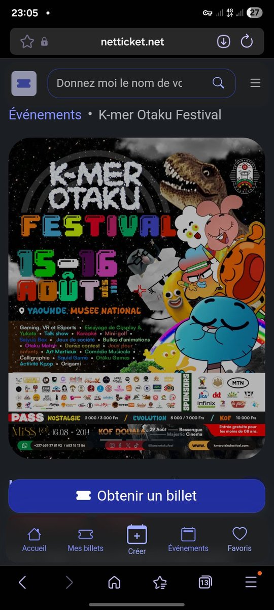 ayem_loic's tweet photo. J'ai créé une application web qui gère parfaitement la réservation des billets d'événements privés ou publics et pour inaugurer mon app j'ai acheté une vingtaine de billets du célèbre événement OTAKU FESTIVAL.  J'ai décidé de redistribuer ses billets gratuitement sur mon app. 1/n https://t.co/6U5xT4Dg8r