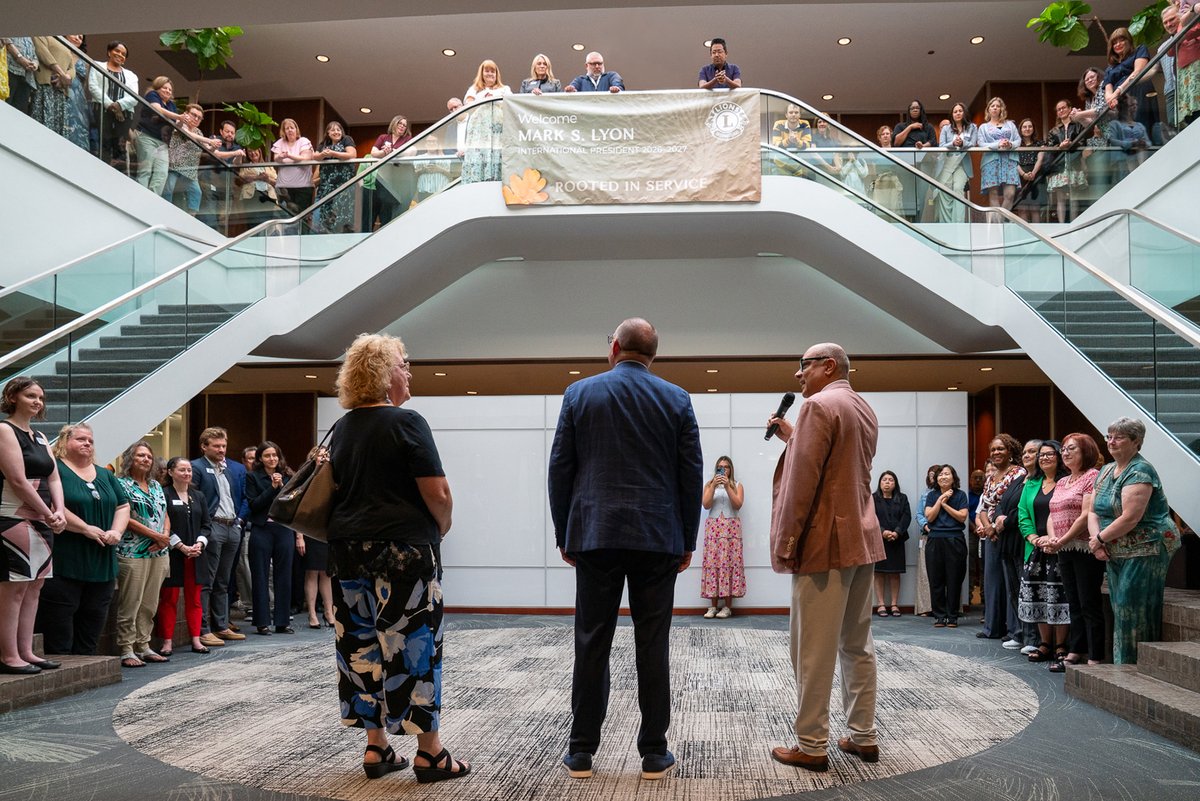 lionsclubs's tweet photo. Lions International staff welcomed 2026-2027 Lions International President Mark Lyon for his first official visit to headquarters in Oak Brook this week. 

We are looking forward to another year of Lions service and growth! 🦁🌱 #WeServe https://t.co/SA9mrnzVF8