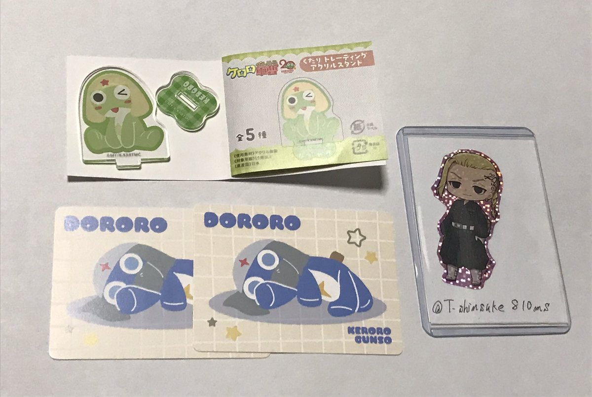 T_shinsuke810ms's tweet photo. 【交換】
ケロロ軍曹　PLAZA ジロリ　くたり
①アクリルスタンド　②購入特典

譲→①ケロロ
　　②ドロロ2

求→①クルル
　　②ギロロ2

郵送希望
検索からでもお気軽にお声掛けください
よろしくお願い致します☆ https://t.co/35g9zWZqxz