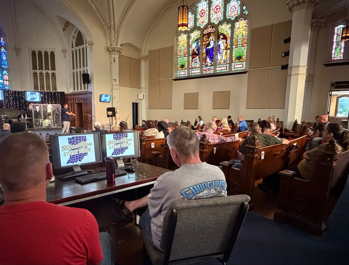 LGMicahBeckwith's tweet photo. This morning, Anthony Fauci pleaded the 5th 111 times while being grilled about his handling of Covid.

Tonight, I stood in front of my constituents at God's House in Marion, answered every single question, and didn't plead the 5th once.

Thanks to Pastor Jo for having us! https://t.co/paH4QR17aM