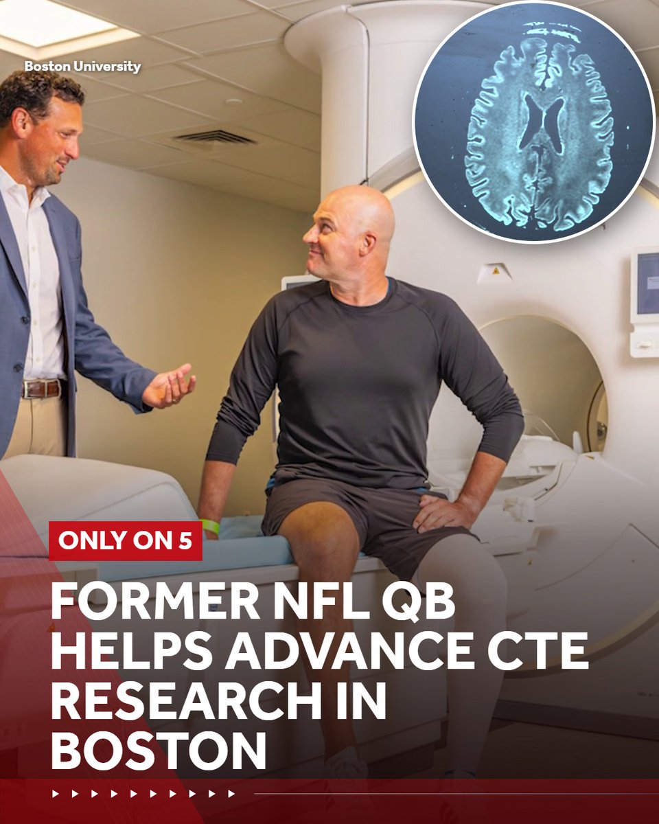WCVB's tweet photo. A former Boston College quarterback is helping researchers test new ways to diagnose CTE in living patients. https://t.co/xWVdanMw7D https://t.co/jcNtmJ5hgO