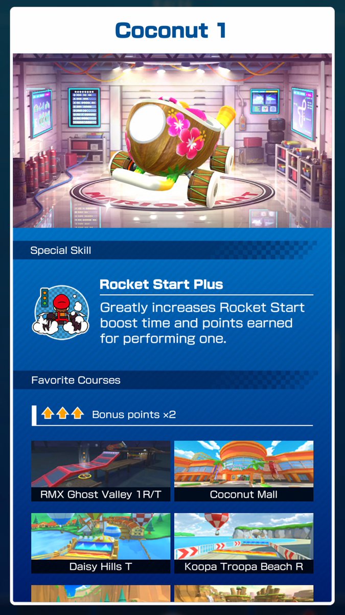 mariokarttourEN's tweet photo. The driver Gold Koopa (Freerunning) and the Coconut 1 kart are rewards for placing high in the ranked cup for the second half of the tour! #MarioKartTour https://t.co/oErRlj1oj6