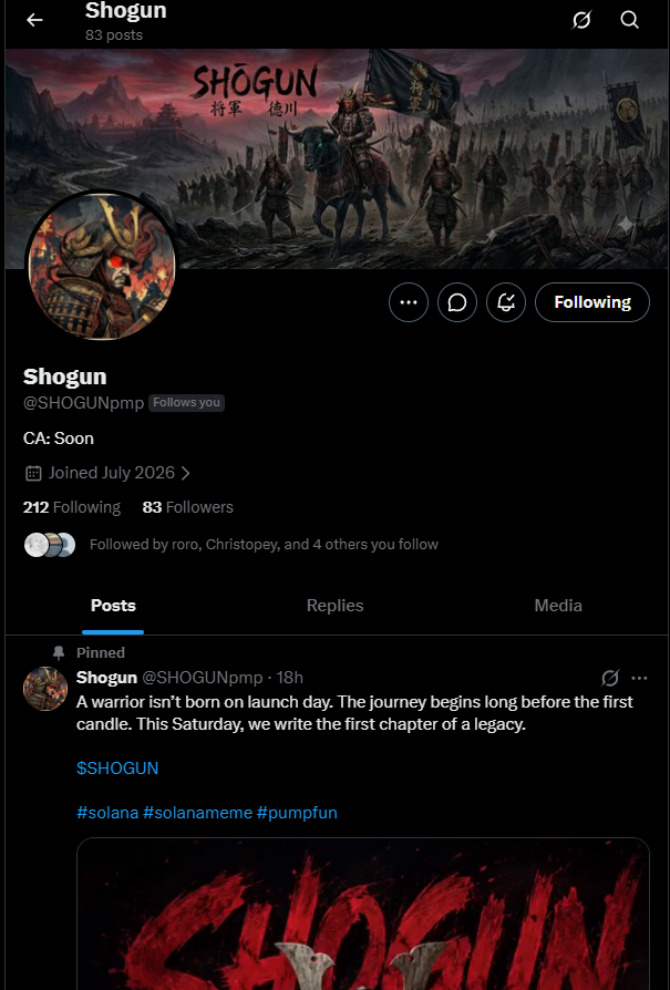 EmperorAUD's tweet photo. Please follow this page for the updates and launch of Shogun on solana blockchain

@SHOGUNpmp https://t.co/XAhVKUGVk1