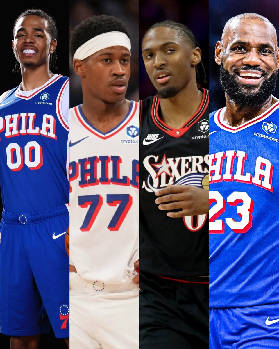 BronMuse's tweet photo. Edgecombe is only 20
LaBaron is only 20
Edwards is only 22
Barlow is only 23
Bona is only 23
Maxey is only 25
Simons is only 27
Brown is only 29
Wade is only 29
LeBron is only 41

The future of the Sixers is very bright 🔥 https://t.co/9kJ8gsmYnp