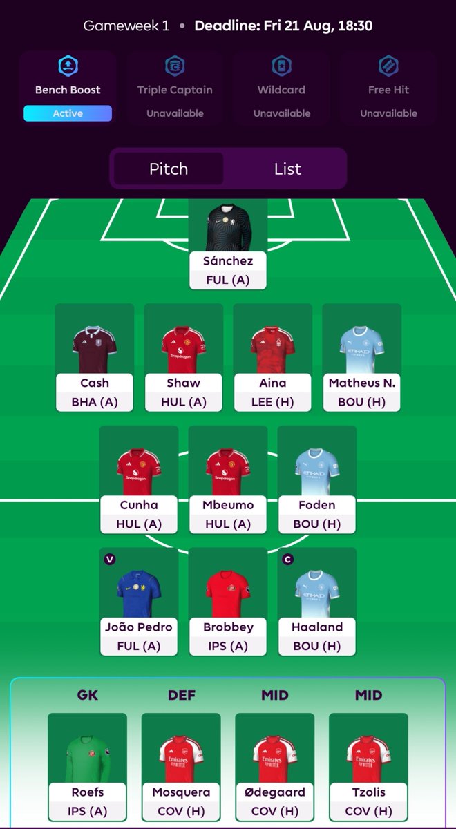 Fantasy_Shazam's tweet photo. Many many changes! But here is my #fpl draft of the day (bench boost draft) : https://t.co/UbIR7yeYDW