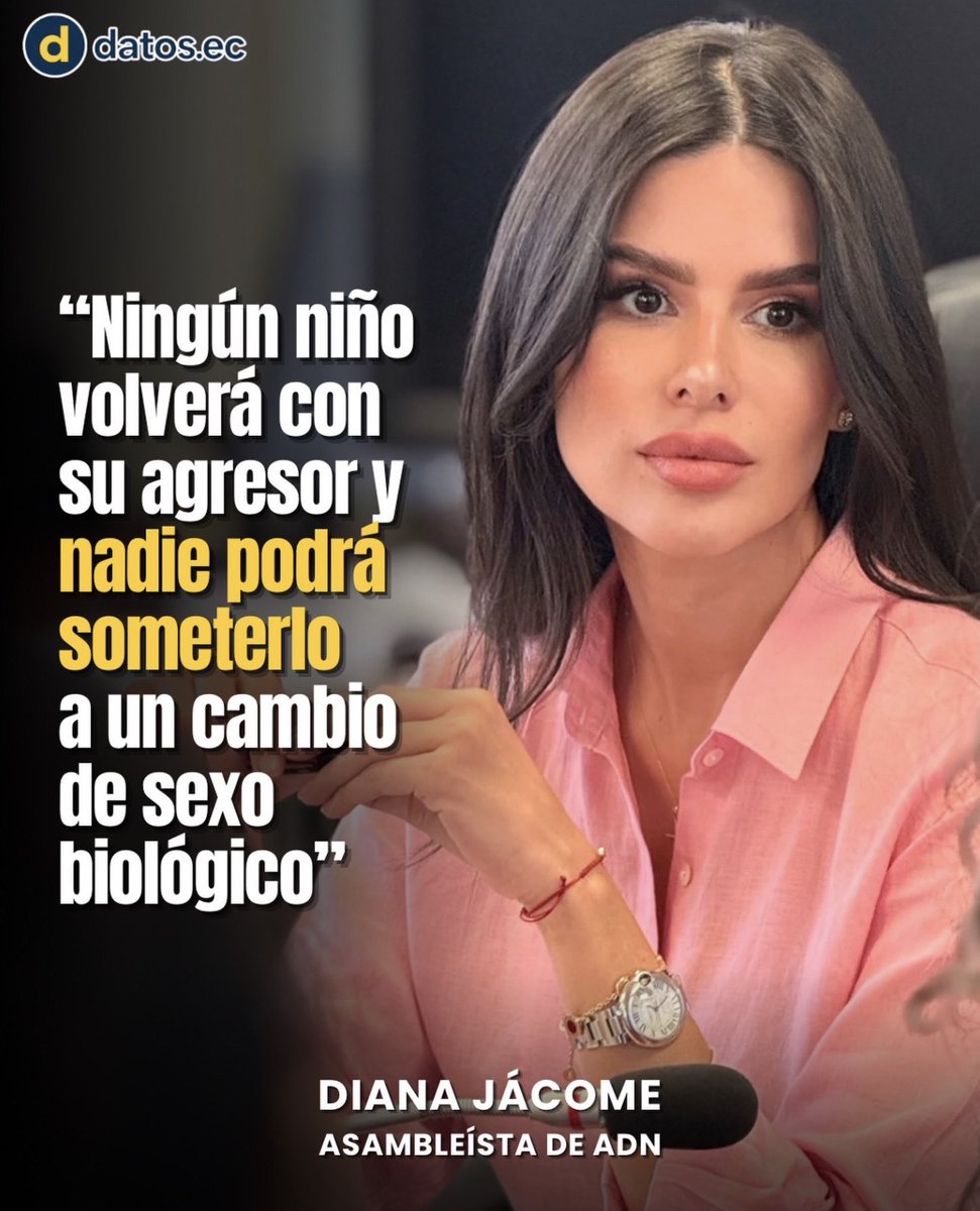 firmes_ec's tweet photo. Felicitamos y agradecemos a los asambleístas de ADN y de las demás bancadas de PSC y Pachakutik que votaron a favor de la Ley para la Agilización de la Adopción. 

Agradecemos en especial a la asambleísta @dianajacome por impulsar reformas legales importantísimas en este proyecto como: 

1.- Se sancionará con la pérdida de la Patria Potestad a los que induzcan a menores de edad a intervenciones quirúrgicas o tratamientos hormonales de "cambio de sexo".

2.- Se define el plazo máximo de 1 año para los trámites de adopción, que actualmente pueden demorar 3, 5 o más años, perjudicando al menor. 

3.- Solo podrán adoptar parejas o personas solteras heterosexuales. 

Gracias a Dios este proyecto se pudo aprobar a pesar de la oposición del correismo y particularmente del asambleísta Blasco Luna @blascoluna que defendió apasionadamente el cambio de sexo en menores de edad.

Señores, esto es una batalla cultural y espiritual contra el enemigo de la Civilización en nuestro pais. Tenemos que defender -con todos los medios a nuestro alcance- nuestros valores, a los niños, la institución sagrada de la Familia y la Nación ecuatoriana. 

Desde el caso Amada y el caso Salinas la Corte Constitucional ha impuesto en escuelas públicas y privadas la ideología de género en niños. Así mismo,  la Corte ha aprobado el cambio de sexo registral en menores de edad. 

Sabemos que su agenda perversa se encamina a "consagrar" el derecho de los niños a mutilarse los genitales. Sabemos también que legalizar esta atrocidad es objetivo de las redes de trata y prostitución infantil. 

Mientras los ecuatorianos patriotas se hagan oir FIRMES, la secta de pedófilos no podrá avanzar. 

Esta reforma abre las puertas a otras conquistas muy positivas. Nuestro objetivo es claro: 

Sancionar con penas de cárcel a los que adoctrinen  con ideología de género a menores de edad y así como para los que los induzcan a procedimientos de "cambio de sexo". 

Esta es una de nuestras banderas, y con la ayuda de Dios la haremos realidad más temprano que tarde. 

FIRMES POR ECUADOR 🇪🇨