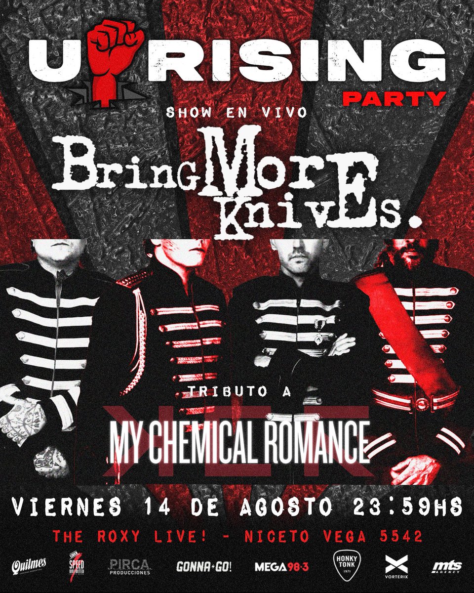 UprisingARG's tweet photo. 🎁 Tenemos feria de emprendimientos de la mano de @FeriaEmo, DJ Sets (@patorotelli_ + invitados), entrevistas, sorteos y un SHOW TRIBUTO a MCR por @bmk_band 🤘🏻🖤 https://t.co/rTggUlGGlm