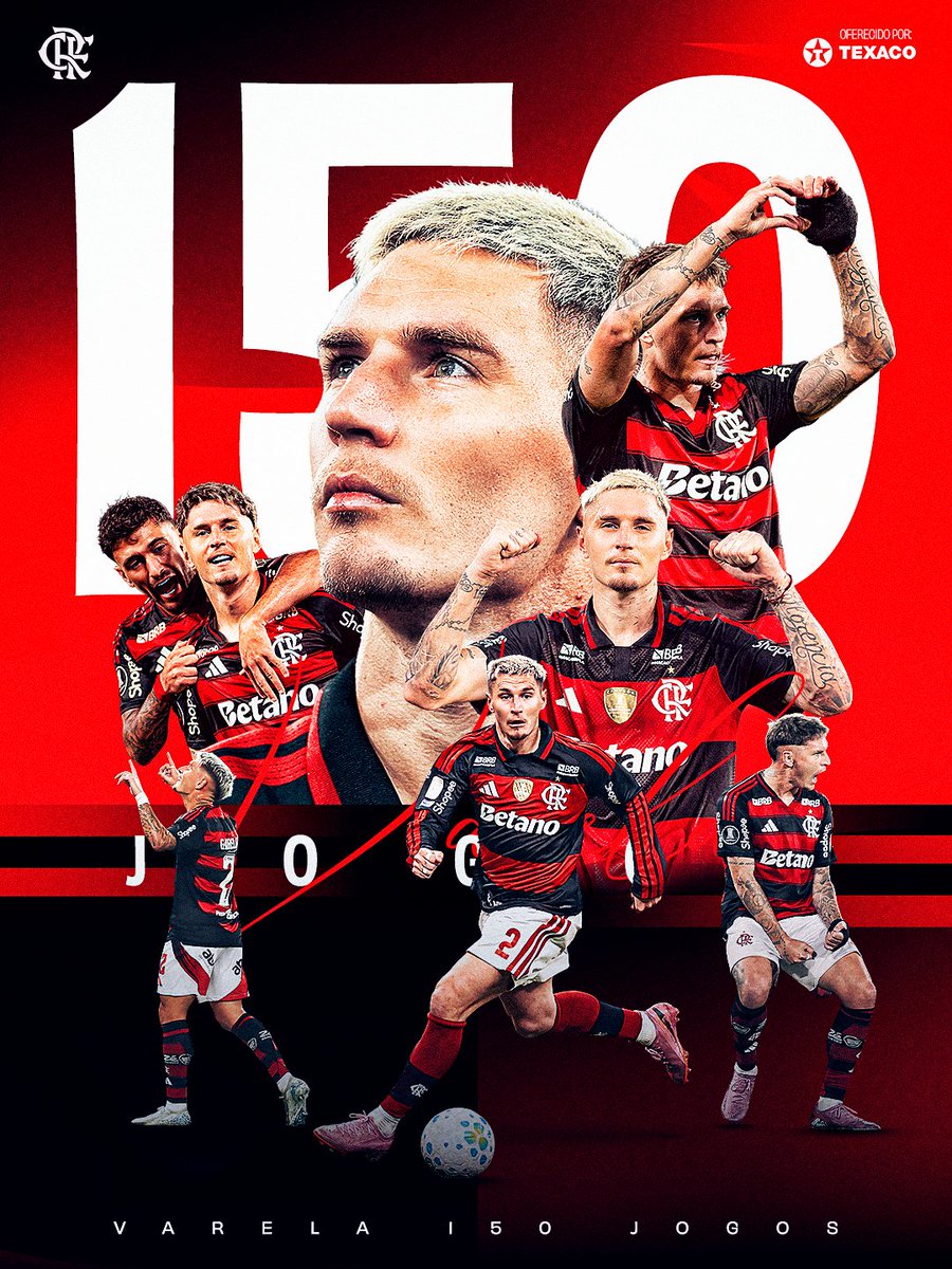 Flamengo's tweet photo. 150 JOGOS DE GUILLERMO VARELA COM O MANTO SAGRADO!

Somada a partida de hoje, o nosso camisa 2 alcança a marca de 150 jogos com a camisa do Mengão!
Parabéns, Varela! Vamos por muito mais! ❤️🖤

#lm https://t.co/Kr5WIXUWXO