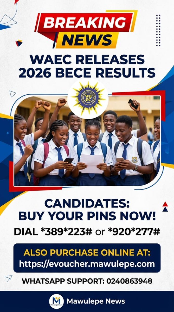 financiallexis's tweet photo. Just in

2026 BECE results for school candidates released https://t.co/CWMV08FSjN