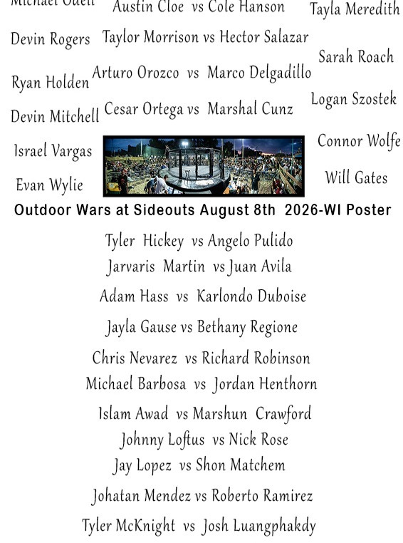 Tombaimages's tweet photo. XFO Team-XFO fighters ...The attached is a 18" x 12" Press products double sided poster for fighters to autograph during the August 7th 2026 XFO Outdoor Wars Weigh-In. PLEASE REVIEW AND LET ME KNOW CHANGES , FIGHTERS THAT ARE OUT -FIGHTERS THAT SHOULD BE ADDED ON.
I will need t… https://t.co/QYgxG22cj6
