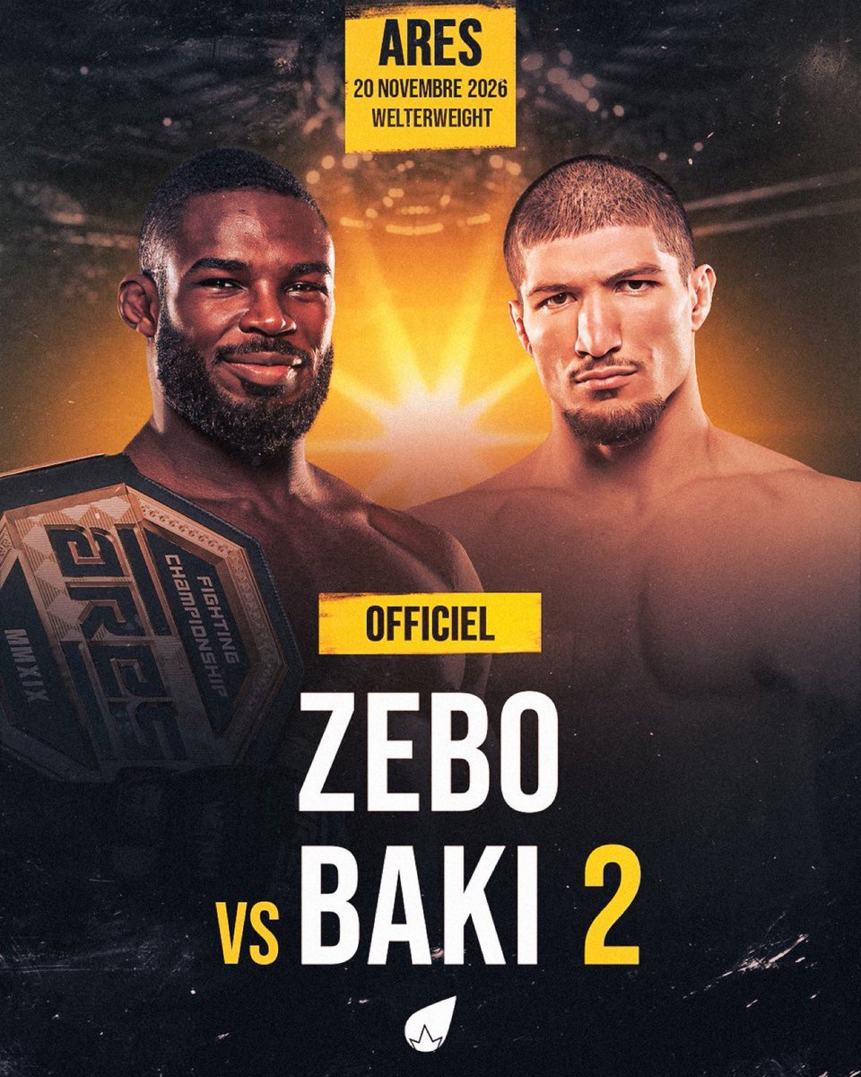 MMAFRANCEE's tweet photo. 🥊 C’EST OFFICIEL !
La revanche tant attendue arrive enfin…
BAKI ⚔️ ZEBO II

Un an après le KO qui a marqué le MMA français, les deux titans se retrouvent pour écrire un nouveau chapitre.
Qui prendra sa revanche ? Qui gardera la ceinture ?
#ARES45 https://t.co/kRrOS7acW9