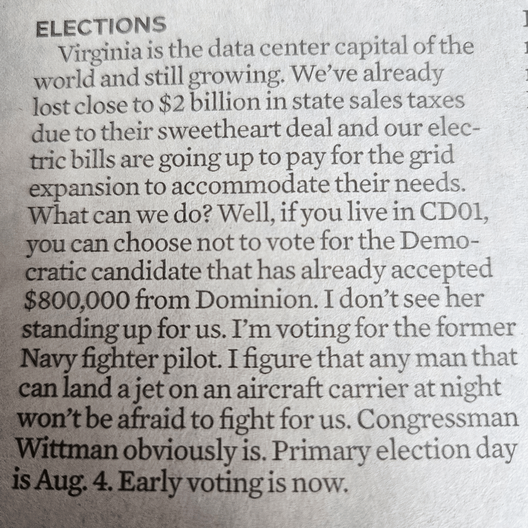Knapp_4Congress's tweet photo. From digital to physical mail to even submitted letters to the editor in the papers, it’s been great to get the word out about this primary and our race. We hope to see big turnout numbers come August 4th! Are you registered and ready to go? If you need help, shoot us a DM!

#VA01 #Virginia #GOTV #vote #midterms