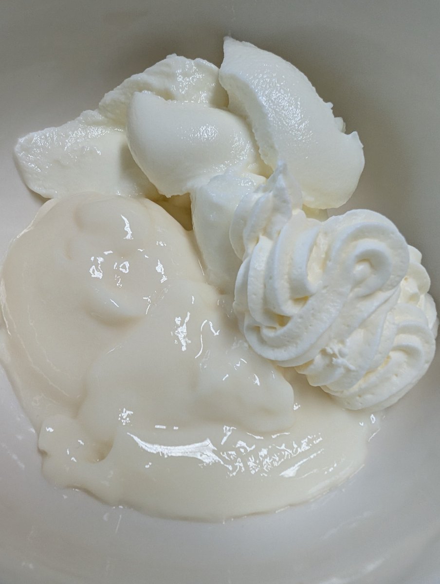 maruneco_temp's tweet photo. 杏仁豆腐、ギリシャヨーグルト、生クリーム
白くて虚無い https://t.co/LMFAKhWv8v