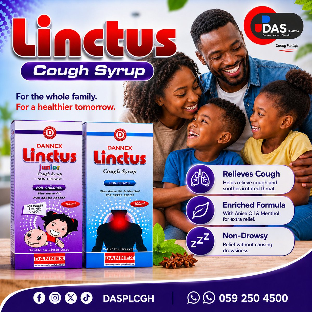 DASPLCGH's tweet photo. From day to night, trust Linctus for cough relief. 💙
✔️ Linctus Adult for chesty &amp; dry coughs
✔️ Linctus Junior for gentle children's care. Available at pharmacies &amp; OTC medicine shops nationwide.
    📲 Tap the link in bio to connect with us: https:   //bit.ly/DASPLC_Connect https://t.co/wDyJt8rmWN