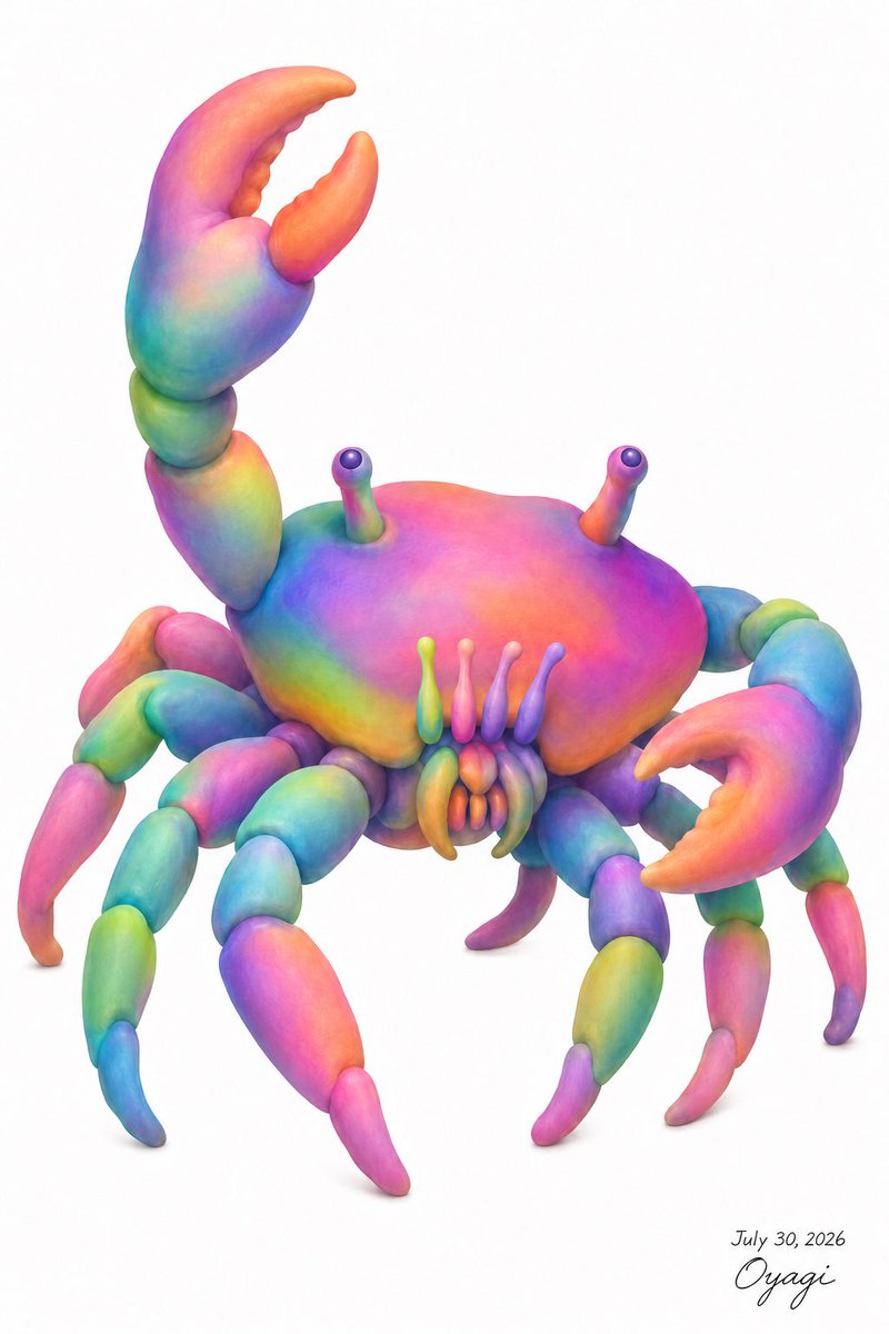 Rainbow Clay Crab Illustration