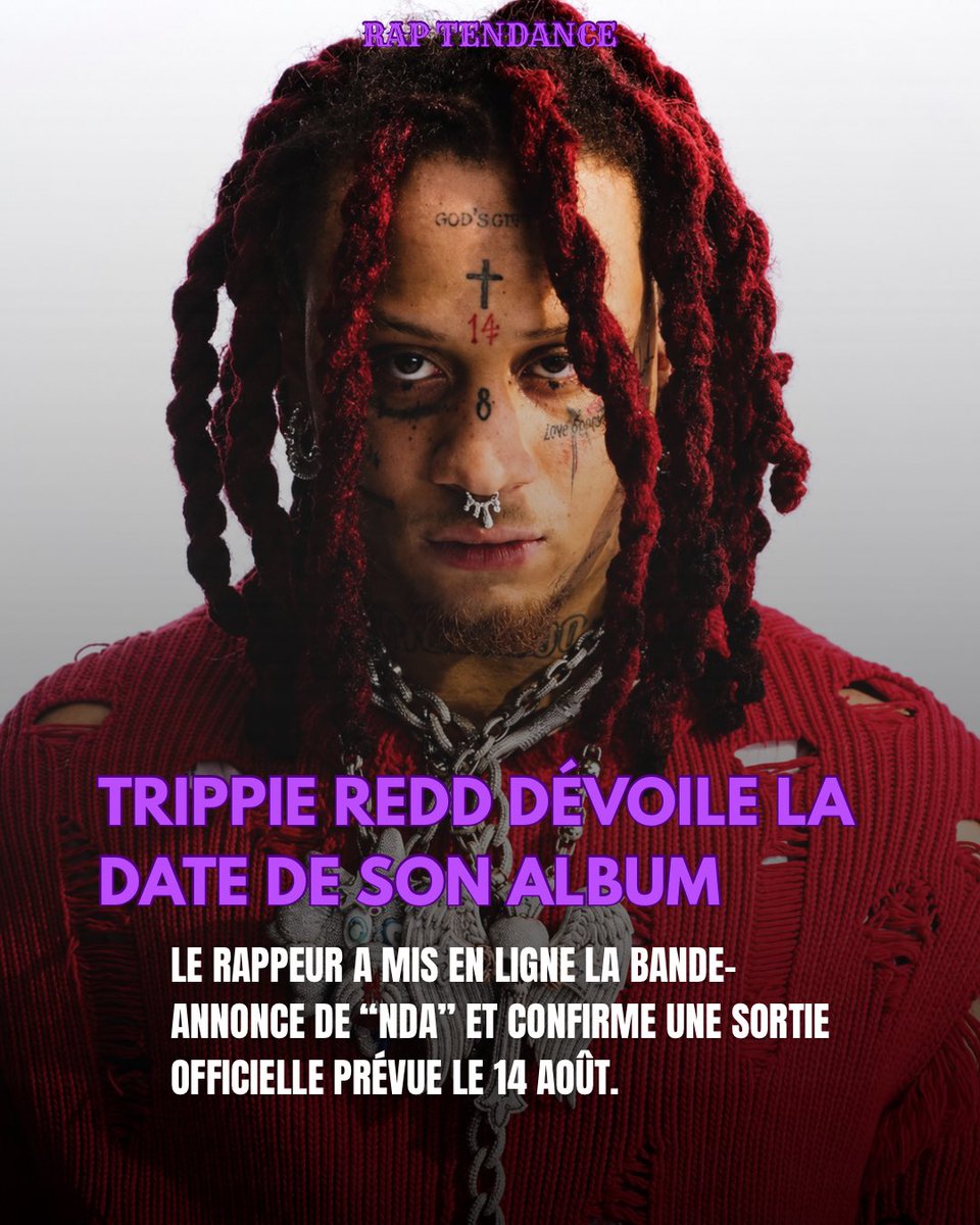 raptendance_'s tweet photo. Aprรจs plusieurs semaines de teasing, Trippie Redd a enfin dรฉvoilรฉ la bande-annonce de son projet โNDAโ. Le rappeur a รฉgalement confirmรฉ que lโalbum sortira officiellement le 14 aoรปt, mettant fin aux spรฉculations autour de sa date de sortie.
#raptendance #TrippieRedd #NDA #USRap https://t.co/NibW8XIQKE