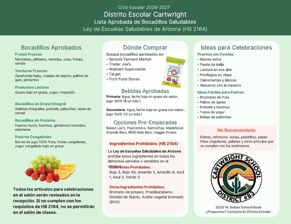 CartwrightSD's tweet photo. Nuevas Pautas de Alimentación Saludable en las Escuelas: Lo que los Padres Necesitan Saber sobre las Celebraciones en el Aula https://t.co/X16t2rPBCw https://t.co/utlGYF04lV