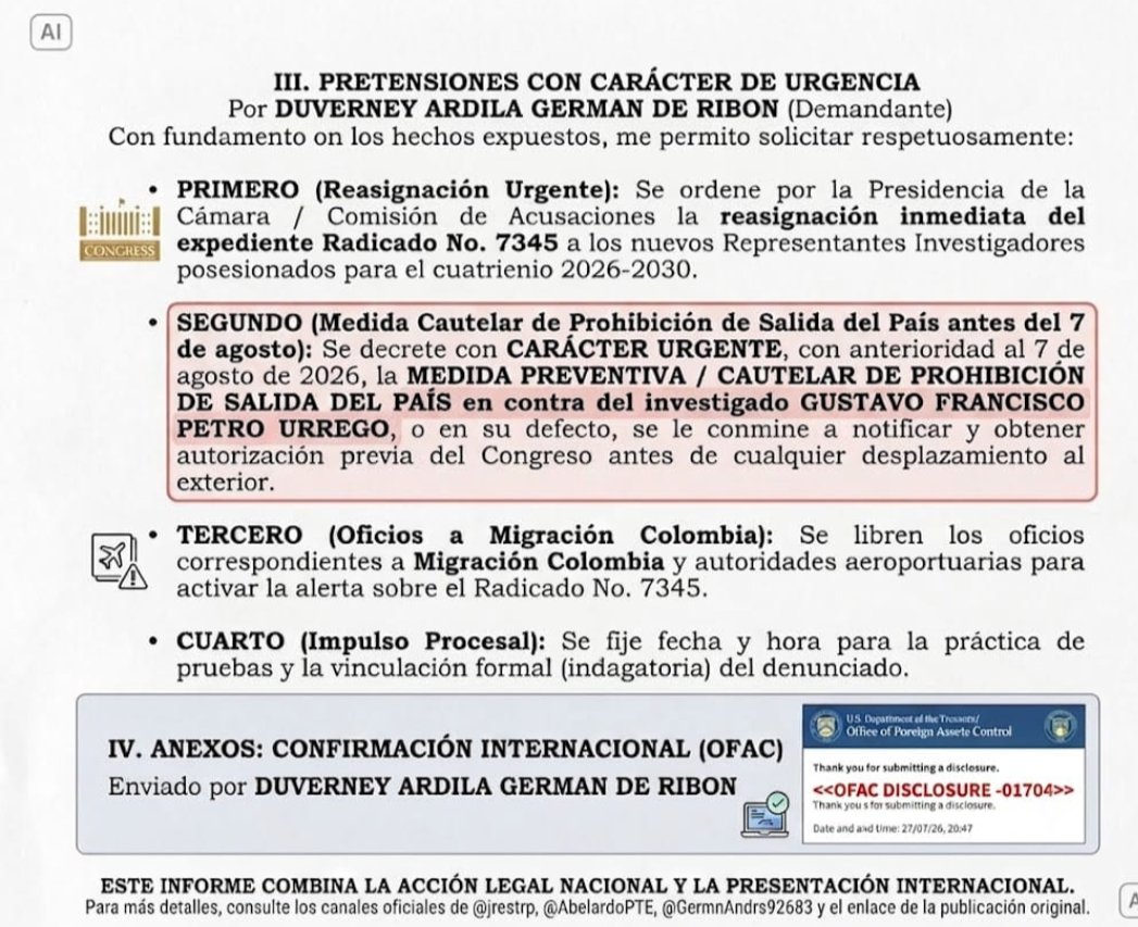 SANTAMARIAURIBE's tweet photo. Se le daño a Petro la salida del país antes del 7 de agosto, ahora sí va a vivir en Colombia sin ser presidente pero incluído en la lista OFAC. https://t.co/myVrdpIr4T