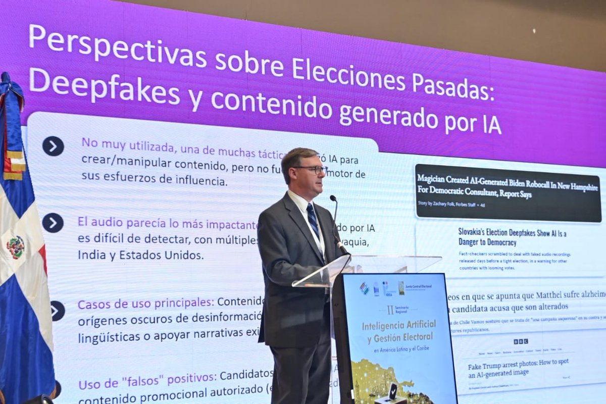 juntacentral's tweet photo. 💡 La jornada de este miércoles concluye con el taller "Herramientas y usos de la inteligencia artificial para organismos electorales", impartido por el director senior de Elecciones de Microsoft, Dave Leichtman, quien compartirá aplicaciones prácticas de esta tecnología para fortalecer la gestión de los organismos electorales.

#SeminarioIAGestionElectoral #SeminarioIAGestionElectoralRD #JCE #IDEAIndia2026 #InteligenciaArtificial #GestiónElectoral #Democracia