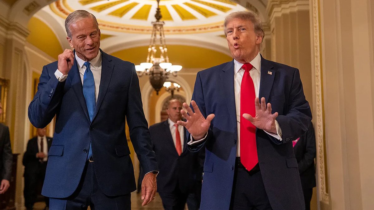 RpsAgainstTrump's tweet photo. Senate Majority Leader John Thune reacts to Trump claiming the Senate has the votes to pass the SAVE Act:

“That must be a different form of math.” https://t.co/u53NlufnDQ