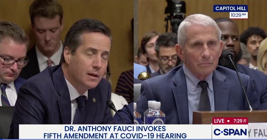 votewarren's tweet photo. The face of a guilty man.  Fauci is an absolute disgrace. https://t.co/M6KDHl2fNi