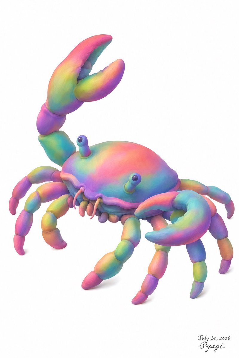Pastel Rainbow Clay Crab